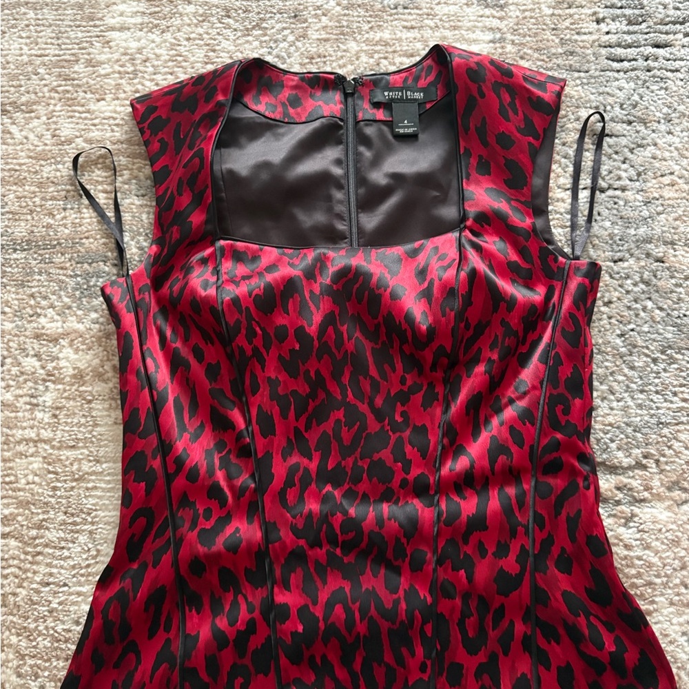 White House Black Market Strapless Red and Black Dress